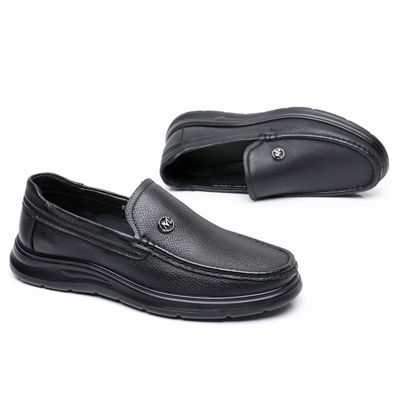 Men's Slip-on Sheepskin Comfortable Soft Bottom Sewing Bag Men's Casual Leather Shoes