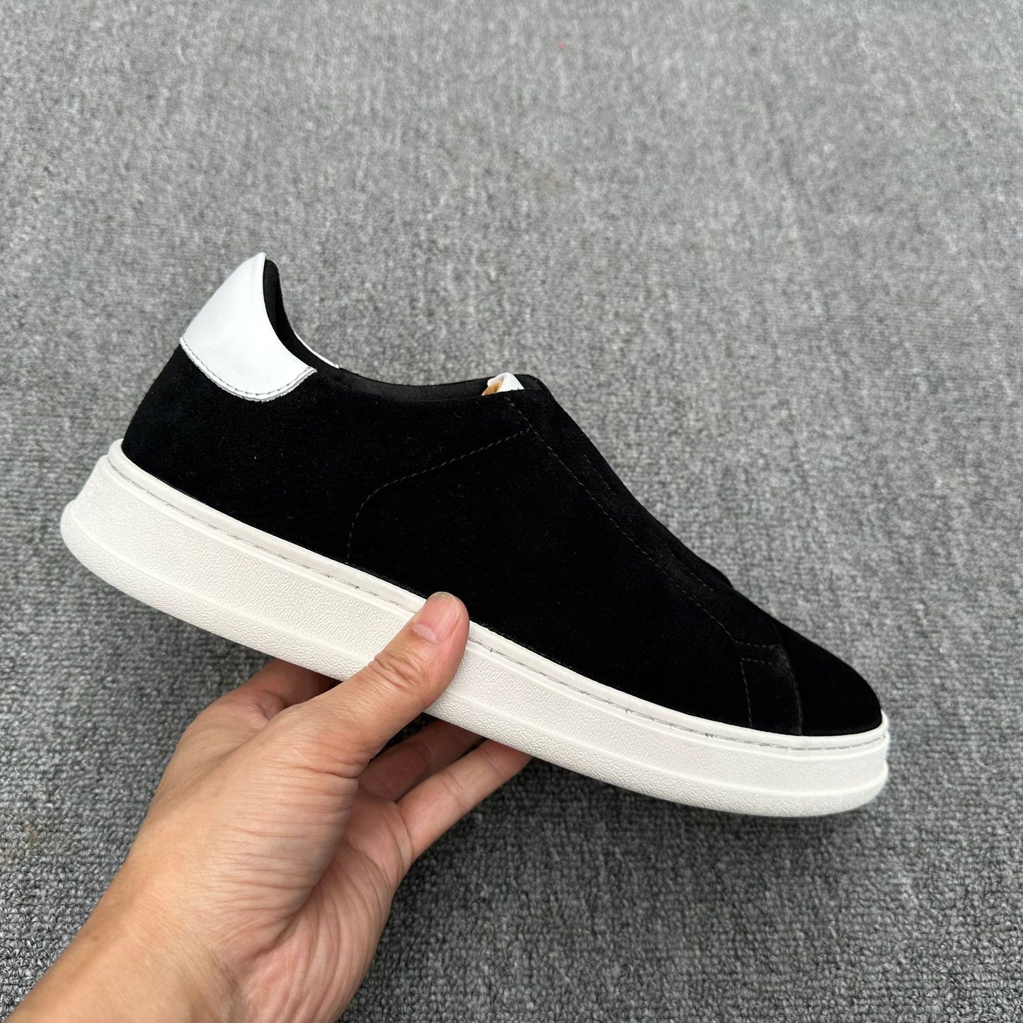 Men's Elastic Band Cow Split Lazy Flat Men's Shoes
