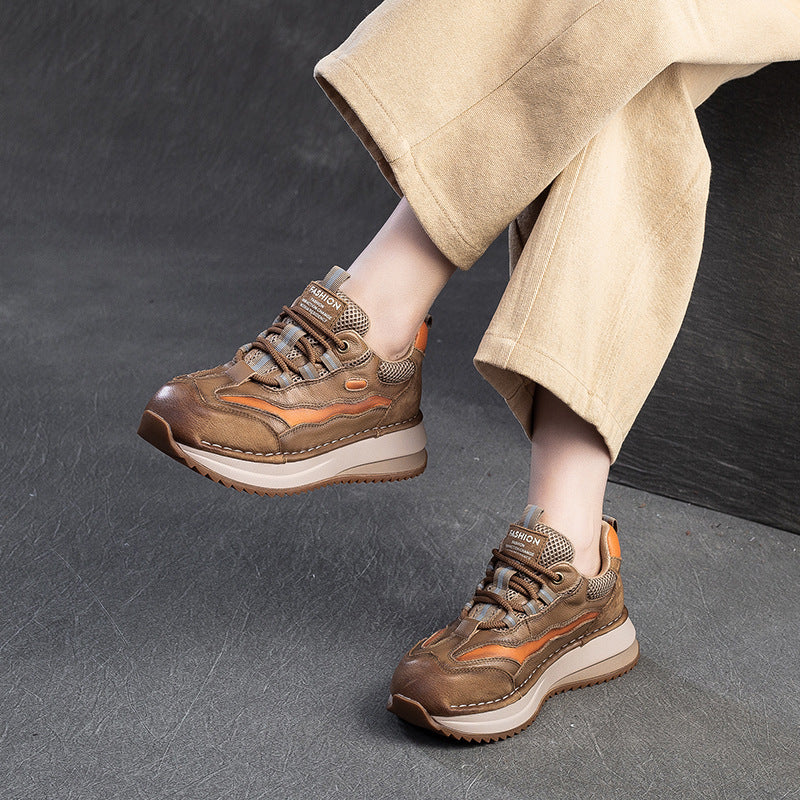 Women's Thick Sole Increased Assorted Colors Retro Pumps Breathable Casual Shoes