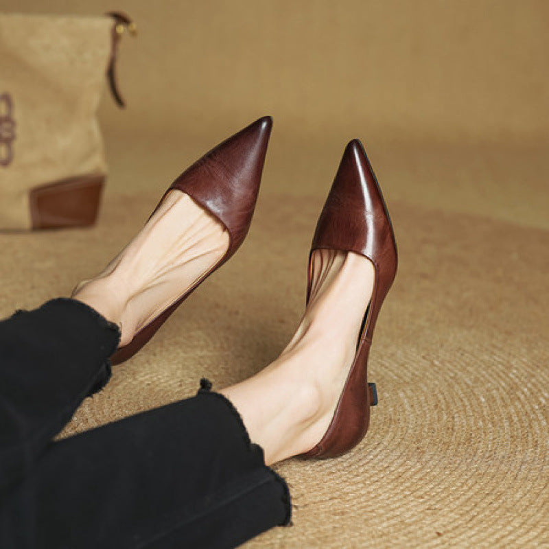 Women's Pointed Stiletto High Not Tired Feet Red Shallow Heels