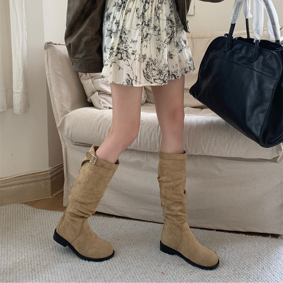 Women's Pile Style Tall Knight Retro Western Cowboy Below The Boots