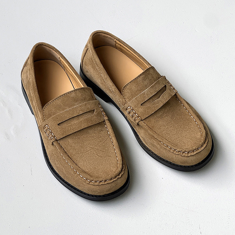 Men's Old Money Style Retro Round Toe Slip-on Lazy Suede Soft Leather Shoes