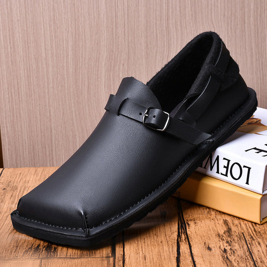 Men's Large Size Soft Bottom Surface Fashion Lazy Men's Casual Leather Shoes