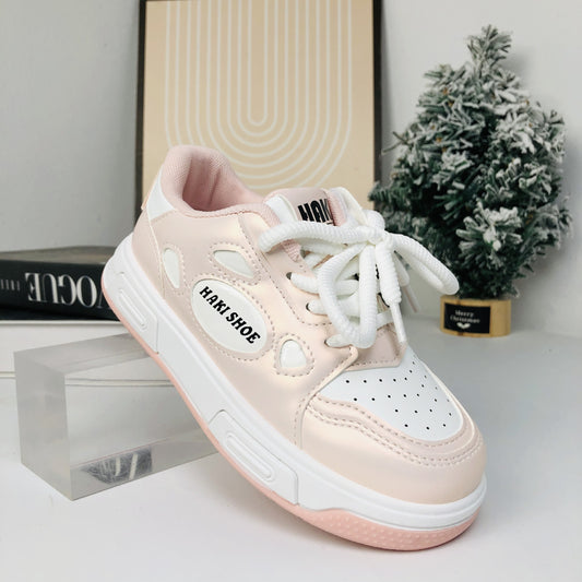 Children's Slouchy Cute Pink Thick Shoelace Kid's Sneakers