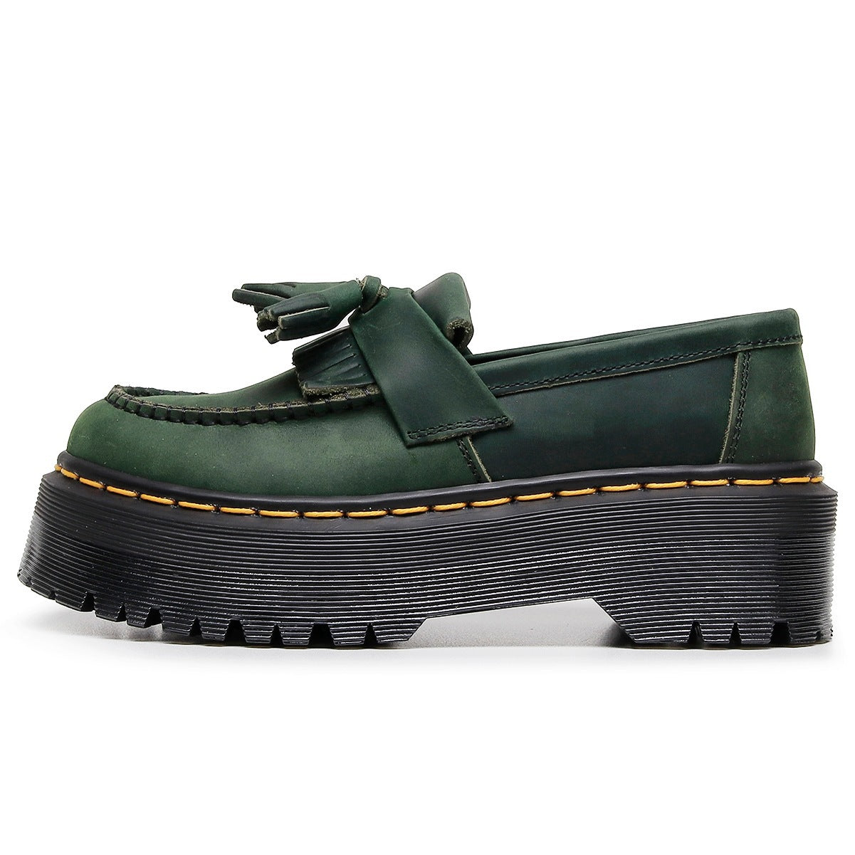Women's Horse Green Tassel Top Layer British Style Loafers
