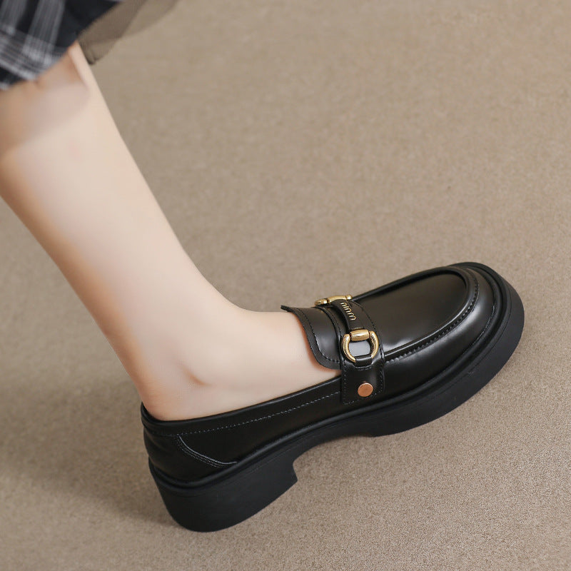 Women's Authentic British Style Black Platform Oversized Women's Casual Shoes