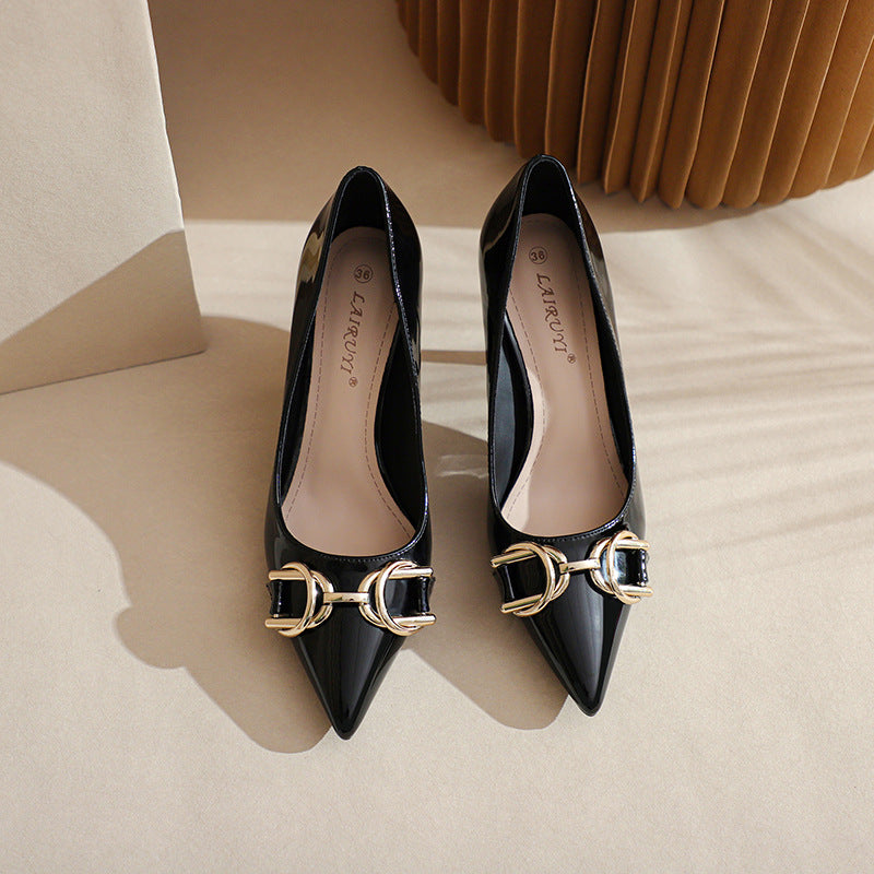 Large Small Size Pointed Patent High Heels