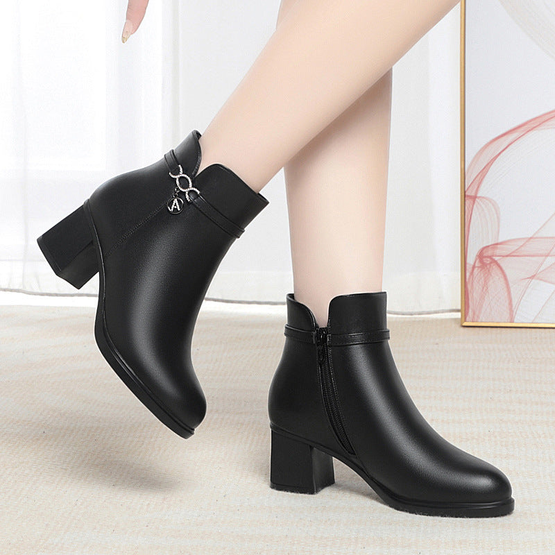 Mother's Soft Bottom Fleece-lined Thick Female Boots