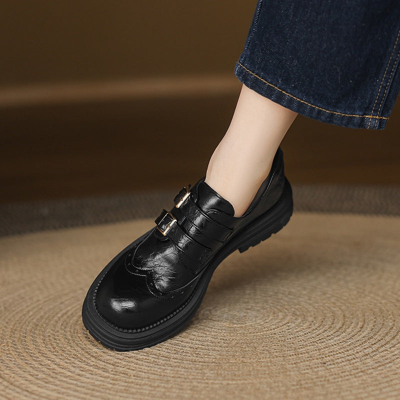 Women's Size Belt Buckle Platform Round Toe Women's Fashion Shoes