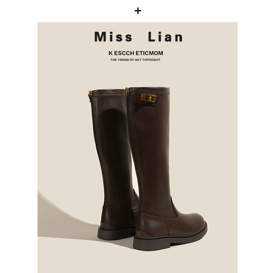 Women's Bottom Straight High Large Size Height Increasing Boots