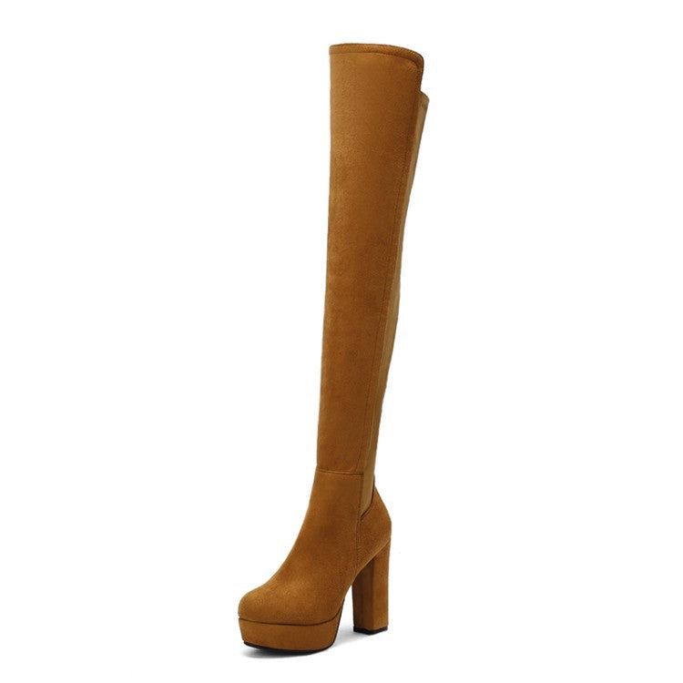 Women's Over The Knee Long Skinny Stretch Women's Leather Boots