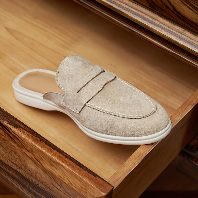 Men's Frosted Sheepskin Closed Toe Half Comfort Sandals