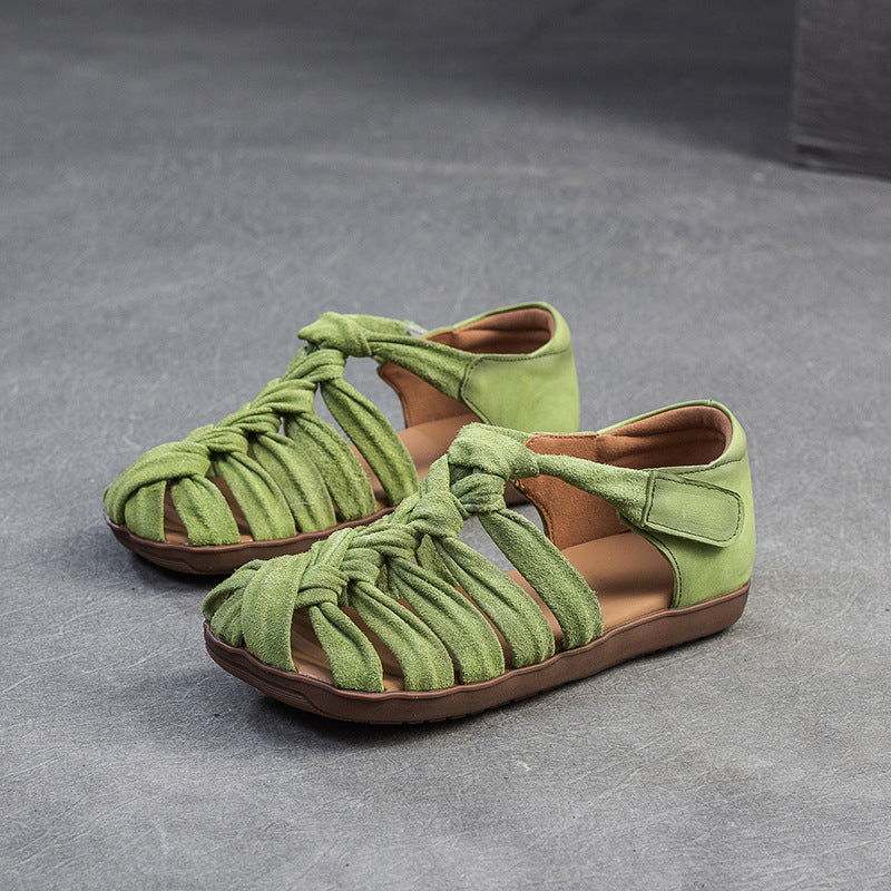Women's Handmade Woven Hollowed Breathable Velcro Roman Sandals