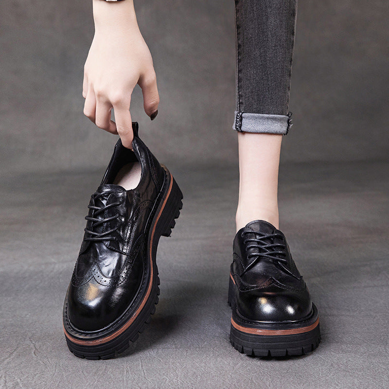 Women's Layer Cowhide Spring Genuine Retro Hand Men's Shoes