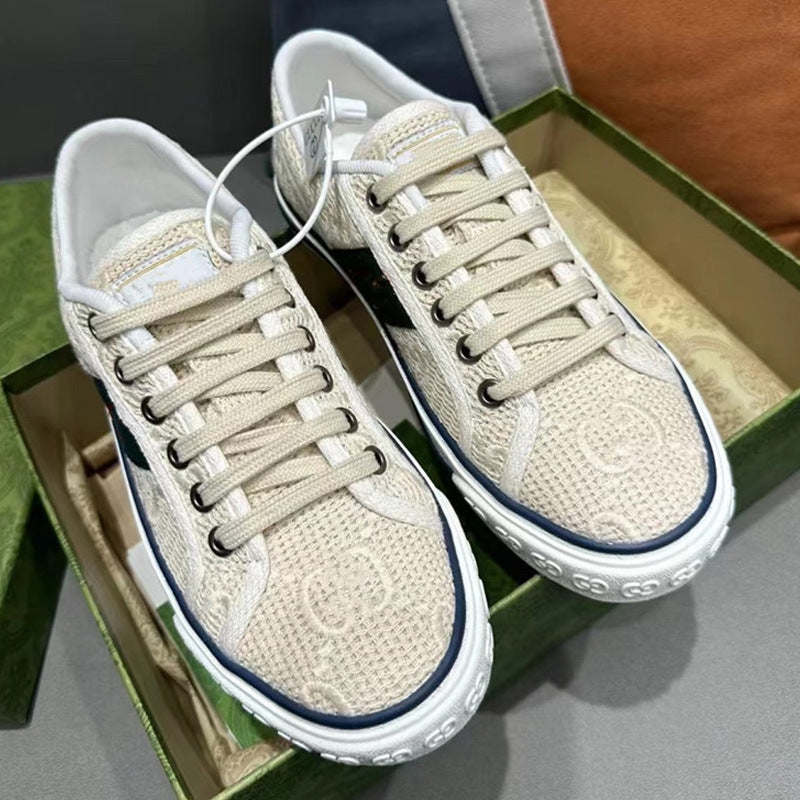 Pink Flat Skateboard Retro White Presbyopic Sneakers