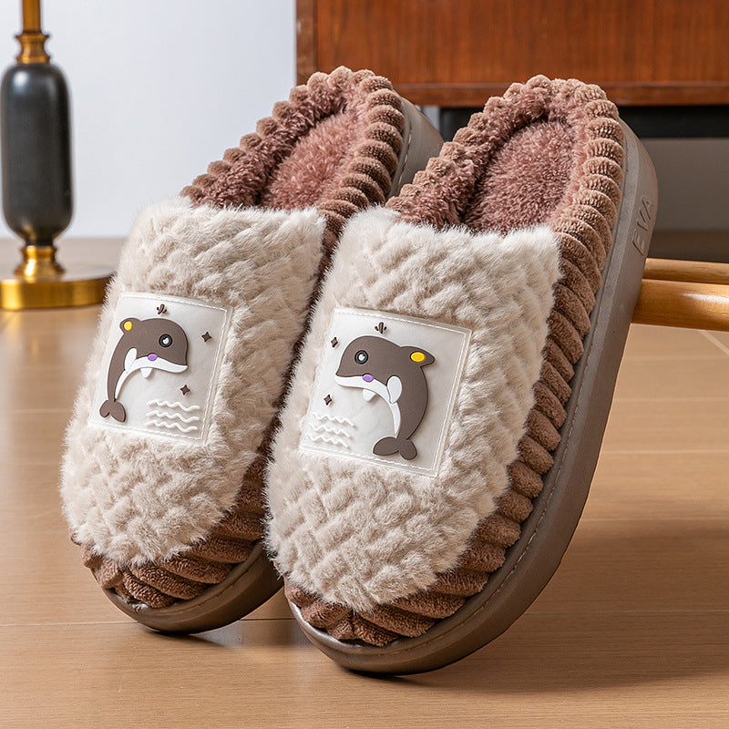 Men's Cotton Winter Plus Size Warm Indoor Home Woolen Sandals