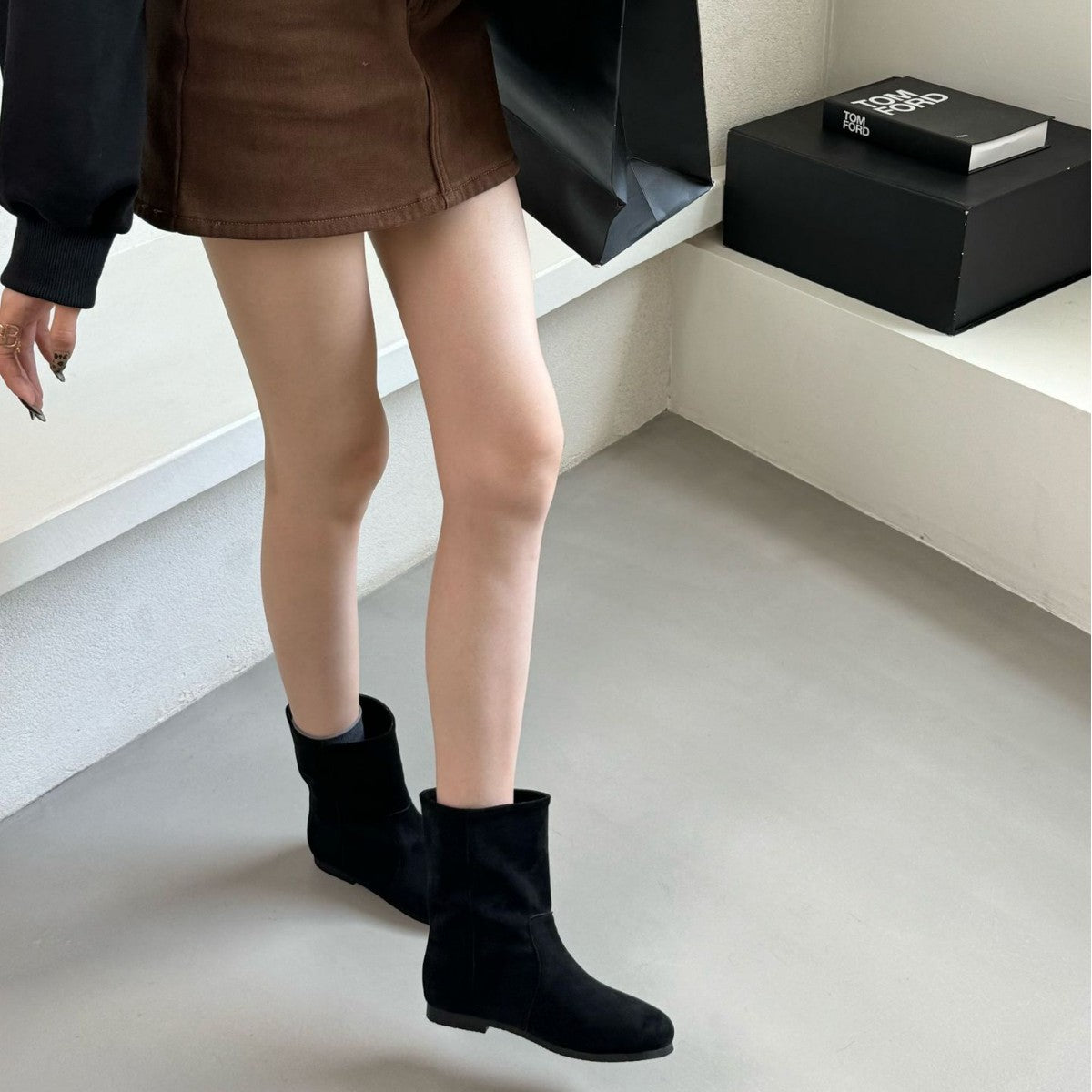 Women's Retro Lazy Style Pinecone Booties Round Toe Flat Bottom Martin Women's Leather Boots