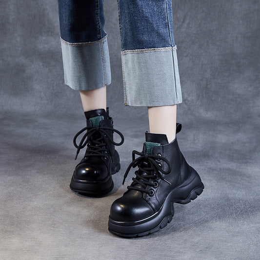 Women's Retro Ankle Thick-soled Big Toe British Martin First Boots