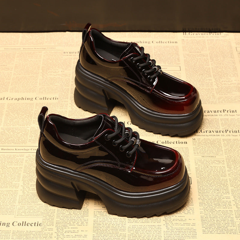 Women's Thick-soled British Style Autumn Platform Leather Shoes