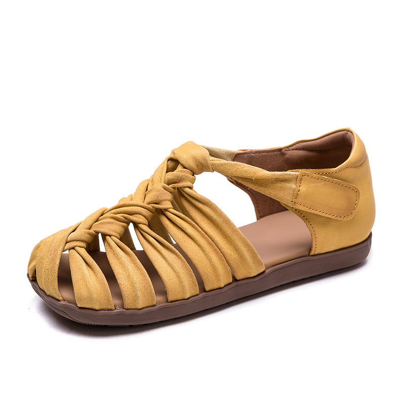 Women's Handmade Woven Hollowed Breathable Velcro Roman Sandals