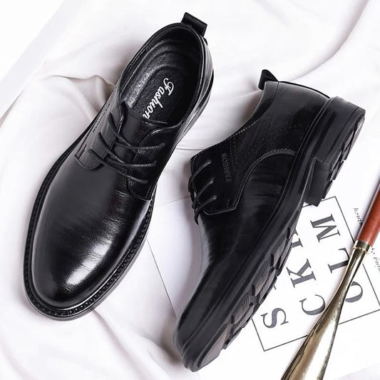 Men's Breathable Lace Up British Working Business Wedding Leather Shoes