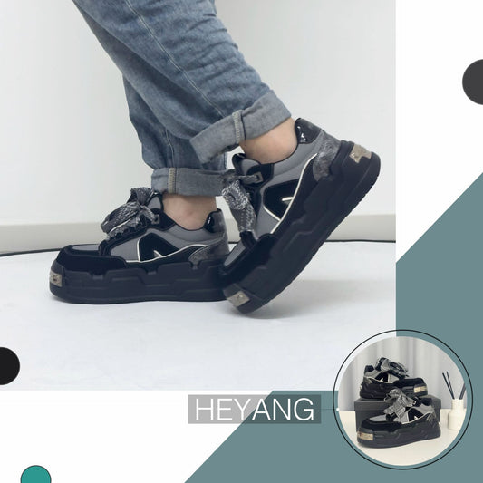 Men's Design Black Platform Height Increasing Comfortable Sports Men's Casual Shoes