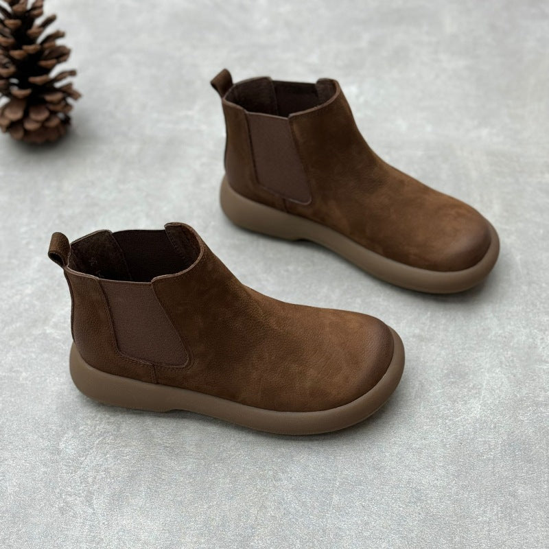 Women's Handmade Art Short Vintage Cotton Linen Round Toe Boots