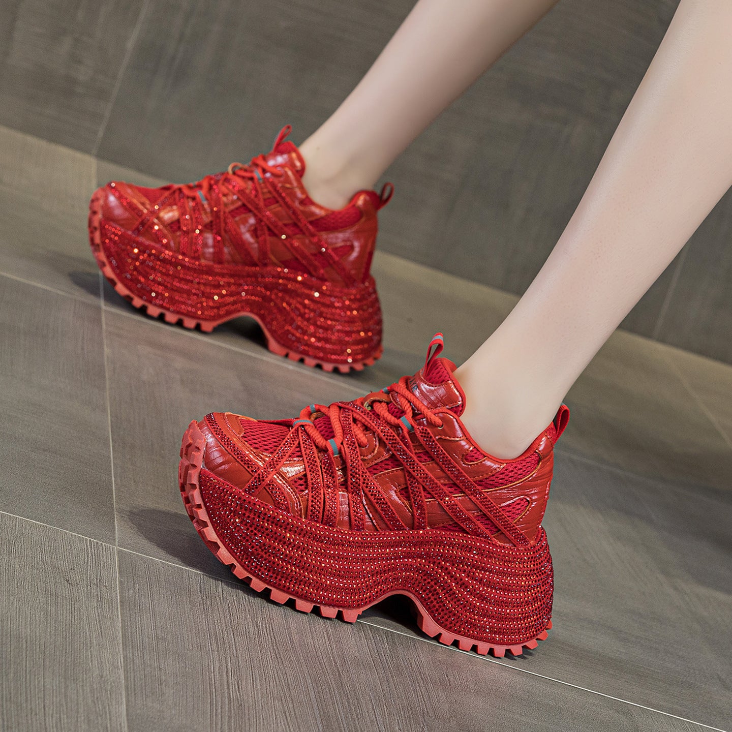 Women's Small Thick Bottom Heightened Daddy Spring Sole Starry Women's Casual Shoes