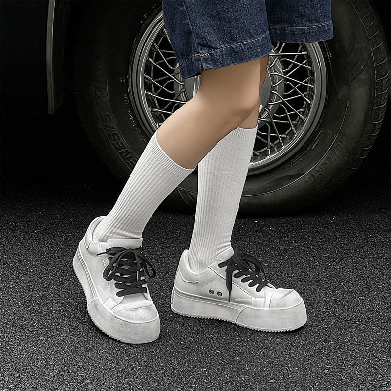 Men's Black Breathable Thick Bottom Increased Significantly Commuter Big Men's Board Shoes