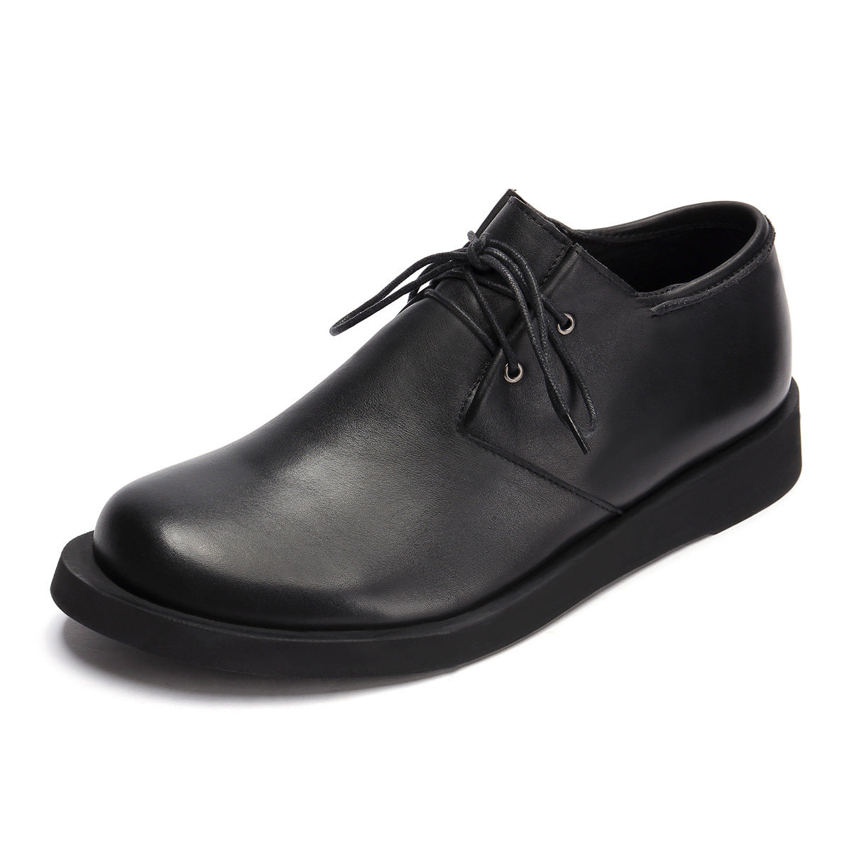 Men's Fashionable Comfortable Cowhide Round Head Leisure Thick Men's Casual Shoes