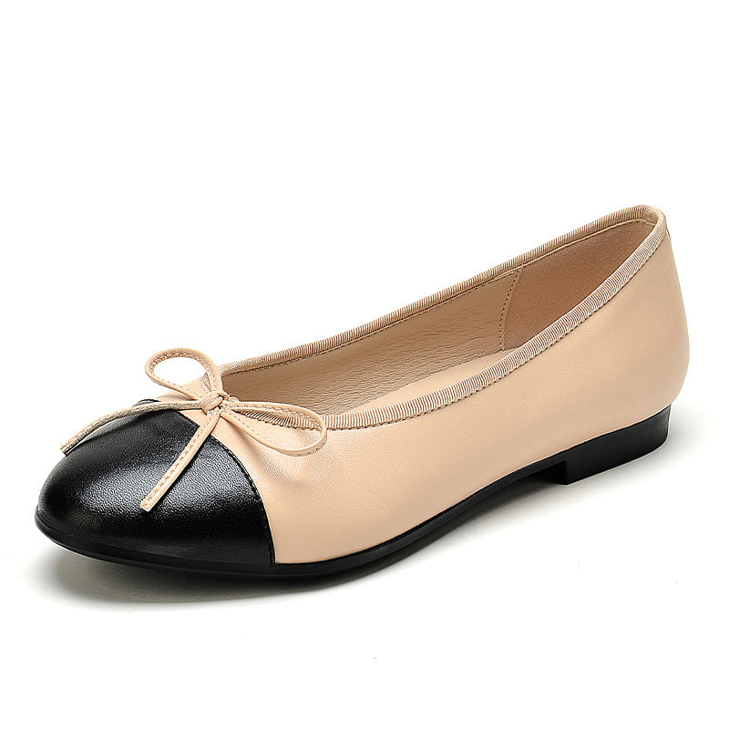 Women's Early Spring Classic Style Flat Pumps Round Head Shallow Mouth Women's Casual Shoes