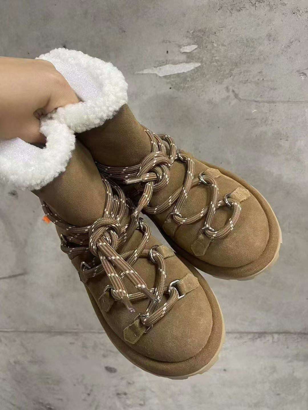 Women's Home Fur Integrated Warm Fleece-lined Versatile Snow Boots