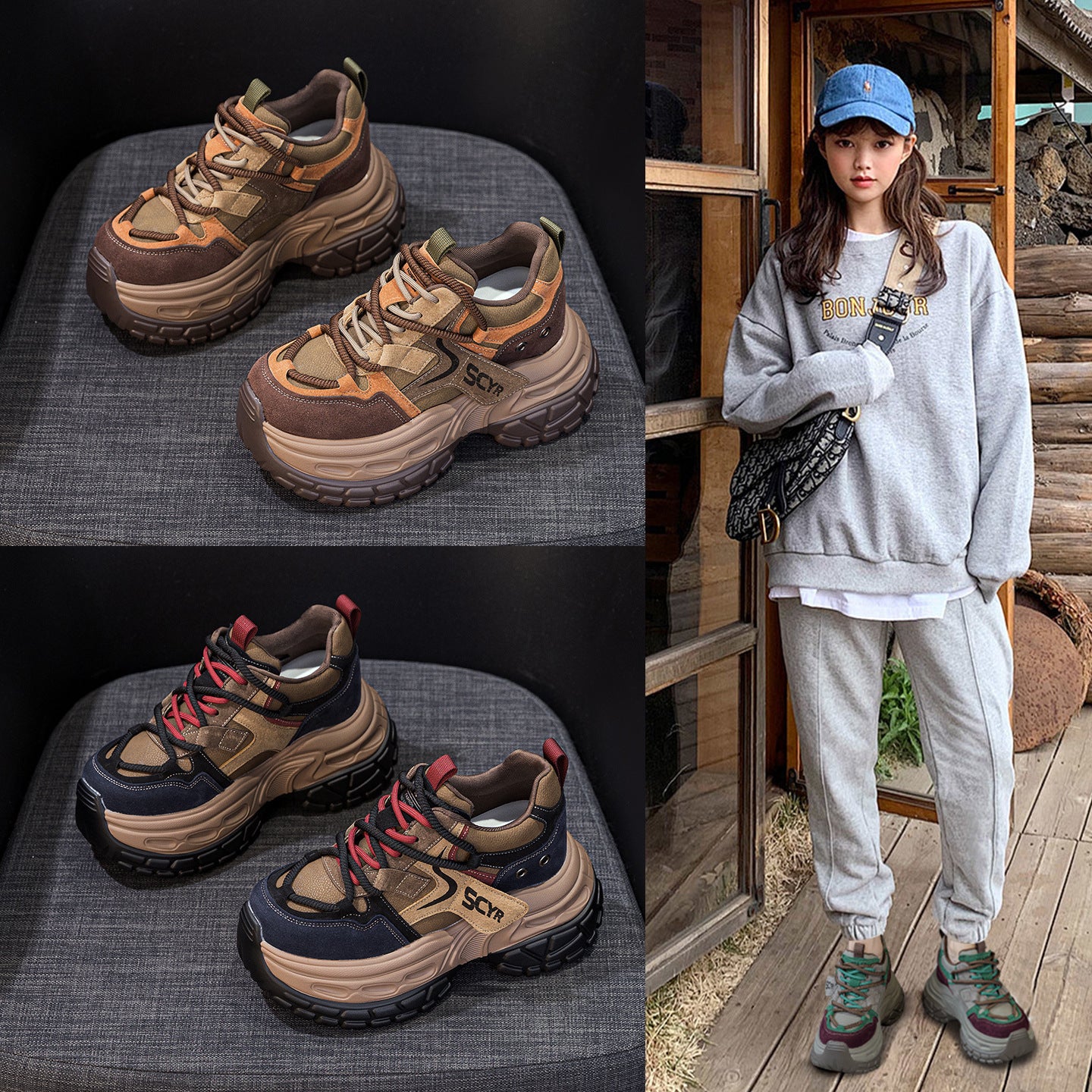 Women's Platform Dad Spring Height Increasing Insole Brushed Retro Women's Shoes
