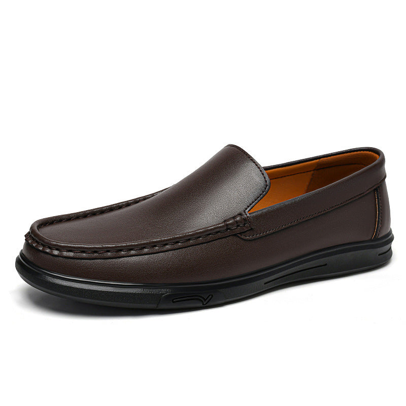 Men's Slip-on Flat Driving Spring Cowhide Surface Men's Casual Leather Shoes