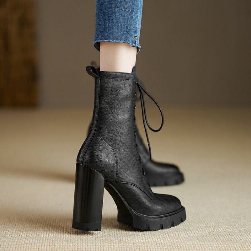 Women's High Fashion Mild Luxury Retro Women's Leather Boots