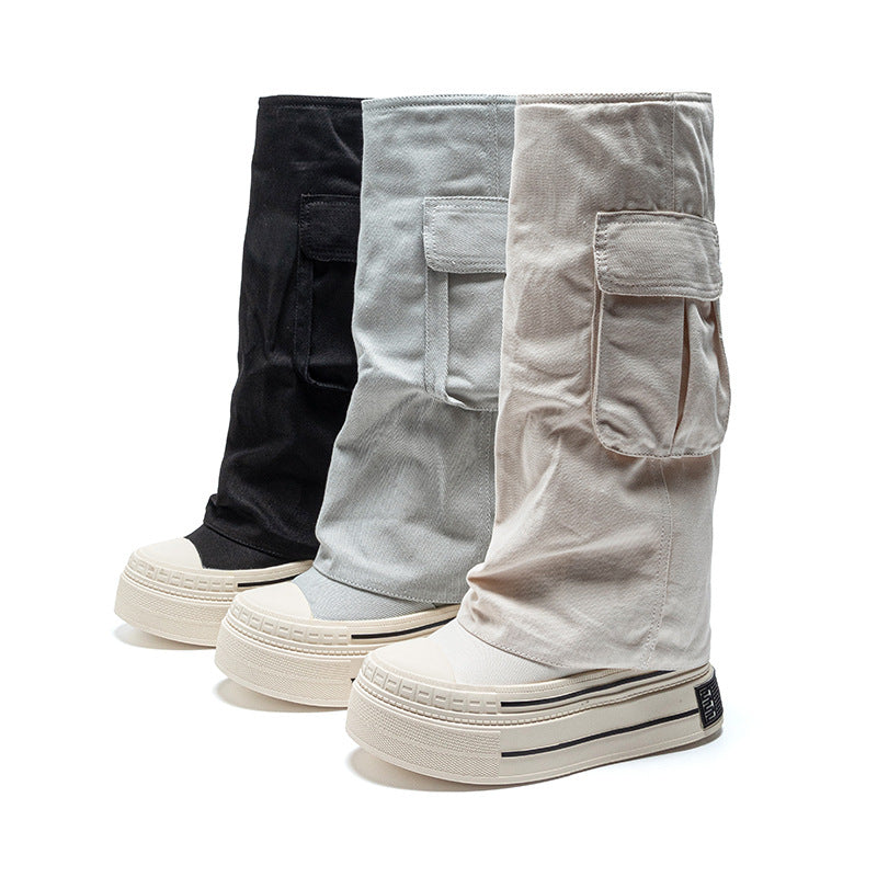 Increasing Insole Tooling Long Female High Leg Irregular Pleated Boots