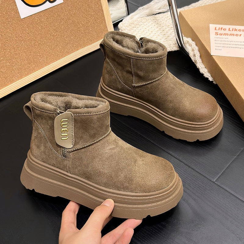 Cotton Winter Fleece-lined Thickened Northeast Platform Boots