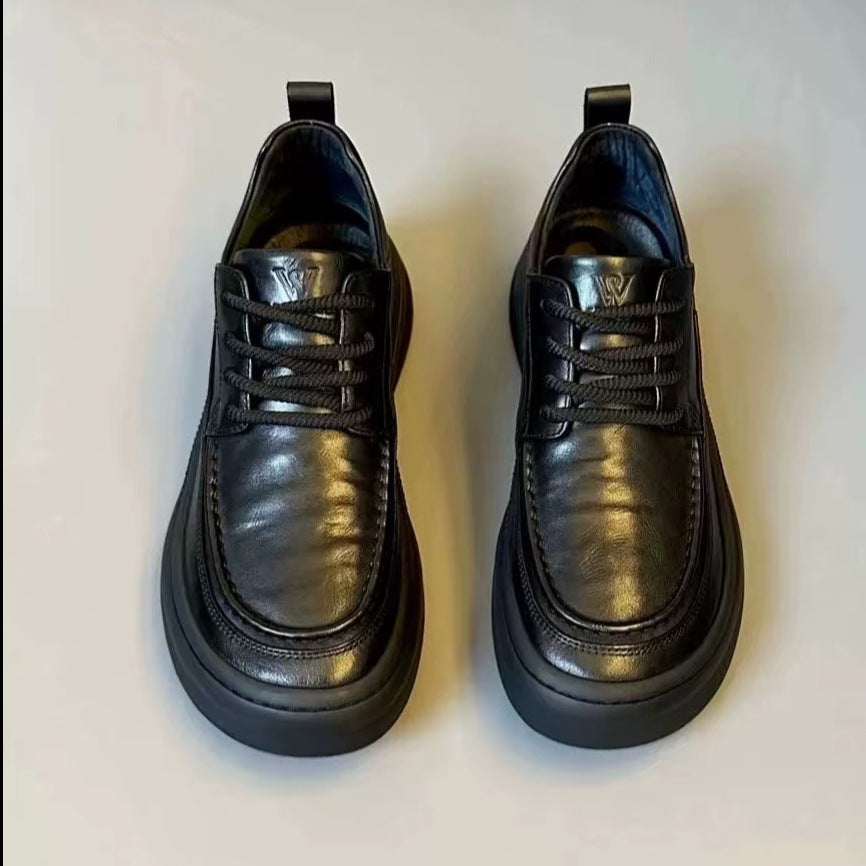 Men's Cowhide Fleece-lined Thick Winter Pure Business Men's Shoes