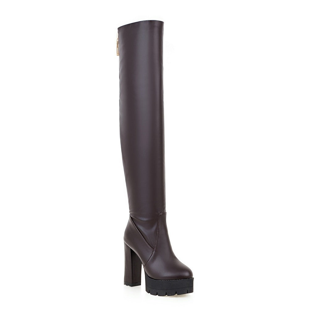 Women's Plus Size Waterproof Platform High Long Boots