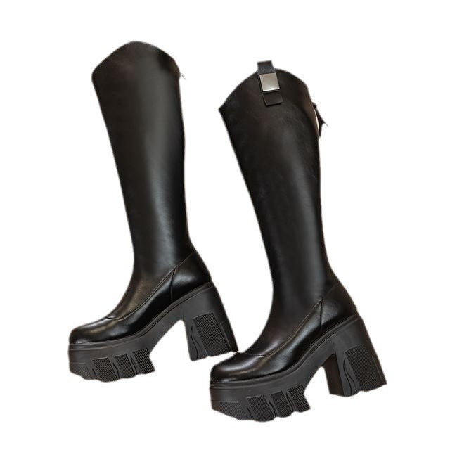 Women's Below The Knee Long Knight Thick Bottom Skinny Boots