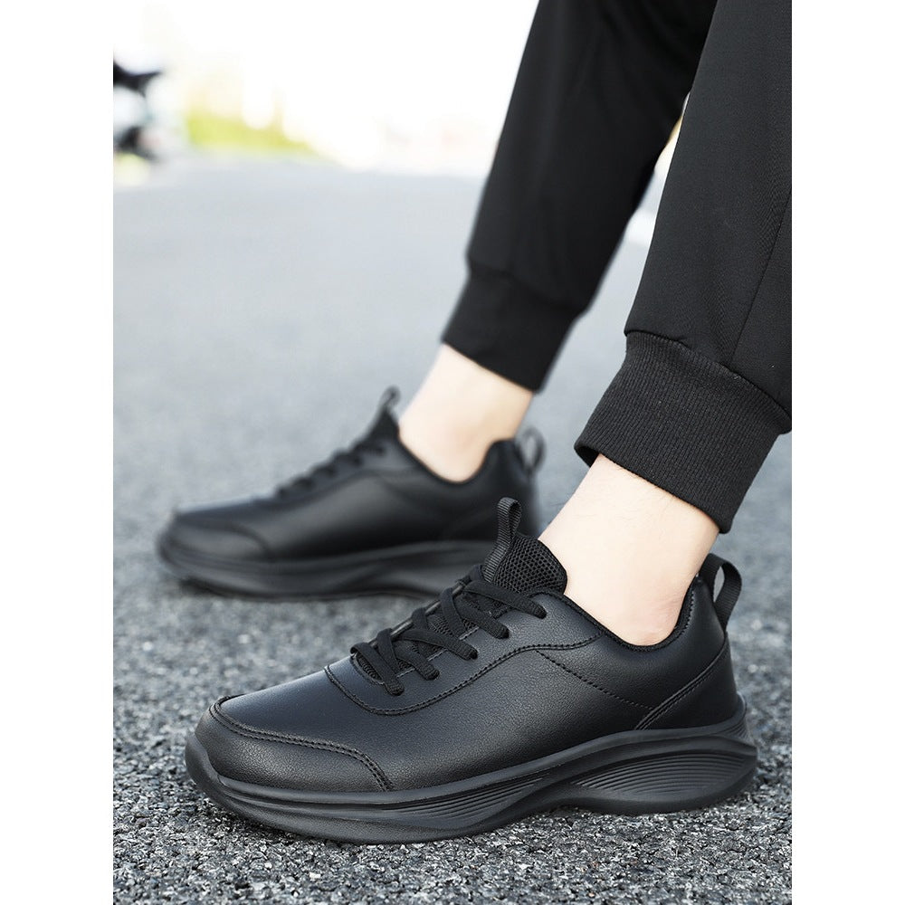 Men's Black Waterproof Soft Bottom Kitchen Leather Shoes