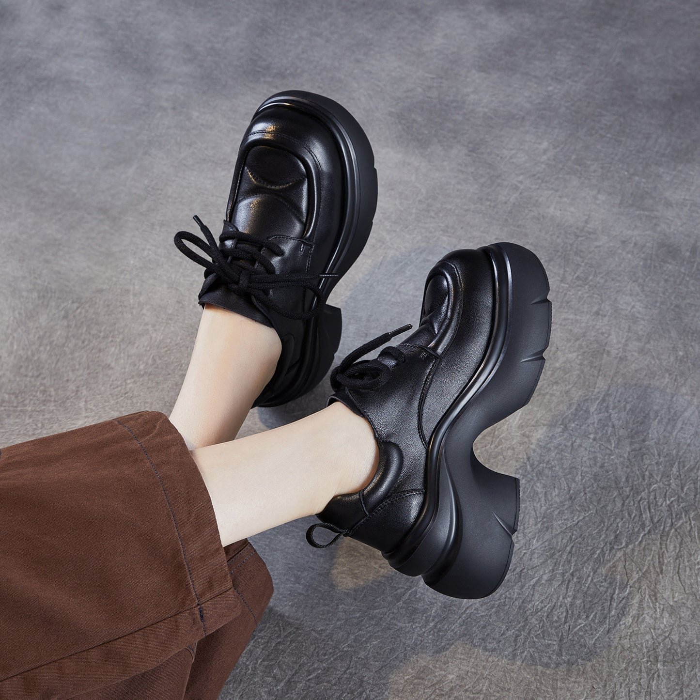 Women's Toe Small Thick Bottom Autumn Genuine Stylish Deep Mouth Women's Casual Shoes