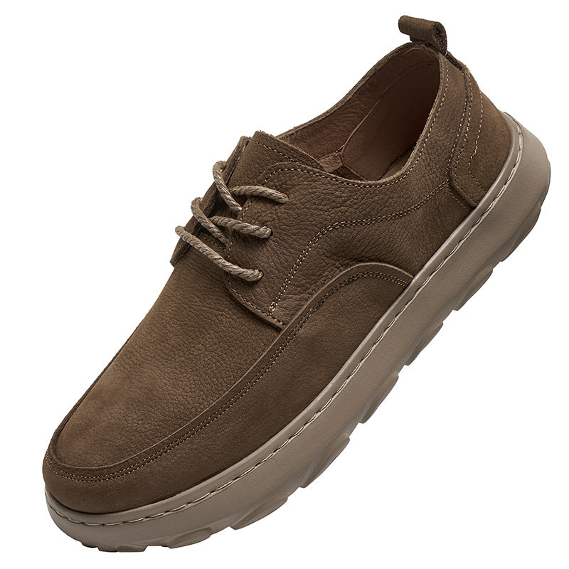 Men's Genuine Lace Up Pumps Breathable Soft Leather Shoes
