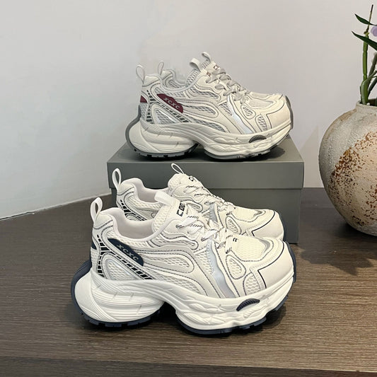 Women's Mesh Dad Spring Round Toe Platform Thick Bottom Women's Sports Shoes