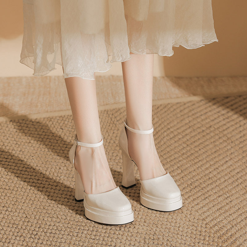 Women's French Mary Jane Wedding Waterproof Platform Sexy High Heeled Sandals