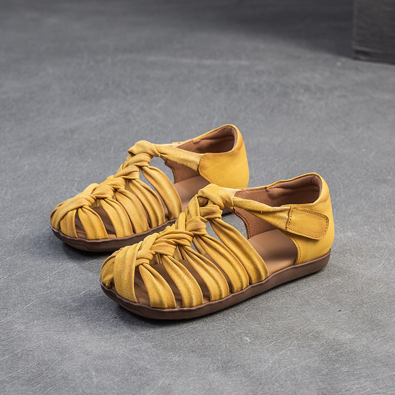 Women's Handmade Woven Hollowed Breathable Velcro Roman Sandals