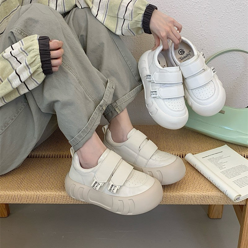 Women's Super Beautiful Heightened Easy Wear Spring Velcro Small Lightweight Bread Women's Casual Shoes