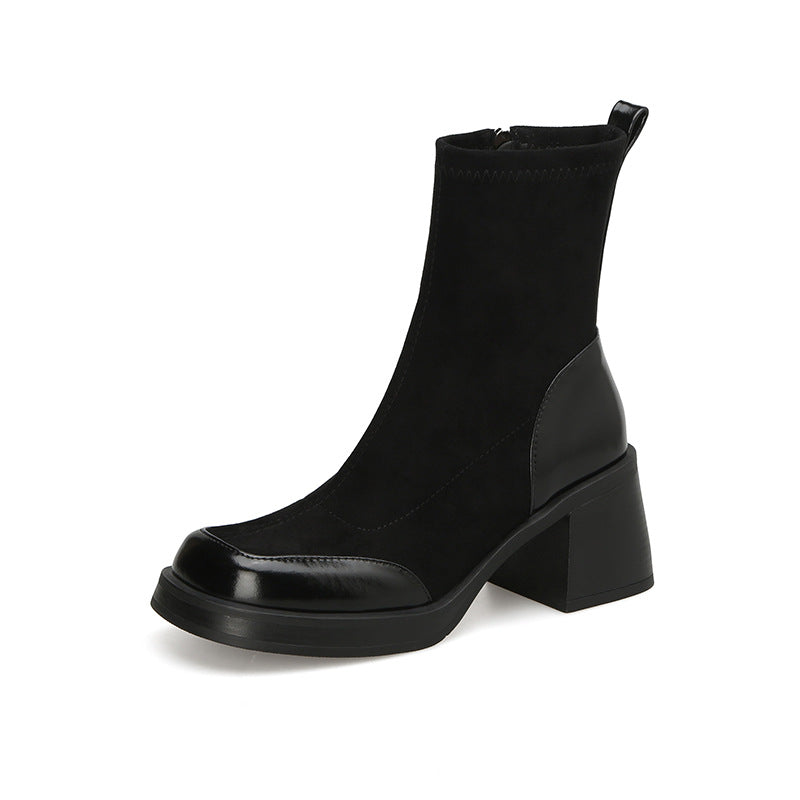 Women's French Style High Martin Square Toe Boots