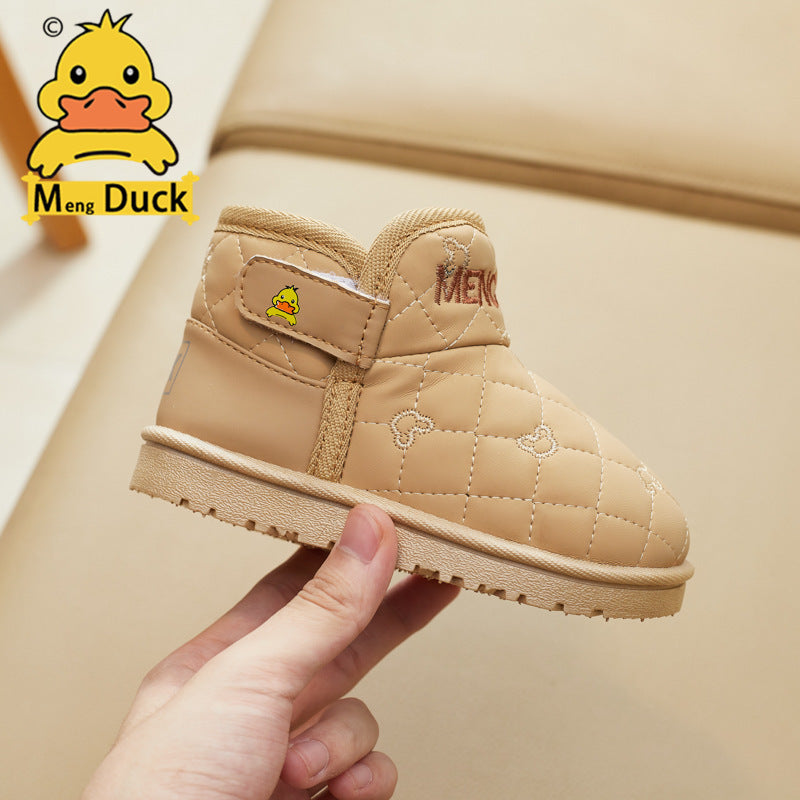 Children's Ding Meng Small Yellow Duck Fleece-lined Warm Boots