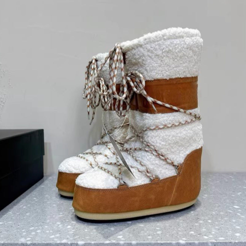 Women's Winter Thick Warm Sleeve Cotton Strap Snow Boots